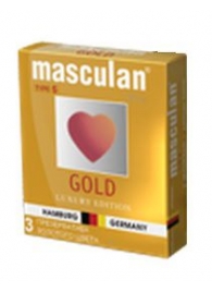 Презервативы Masculan Ultra Gold с золотым напылением и ароматом ванили - 3 шт. - Masculan - купить с доставкой в Сергиевом Посаде