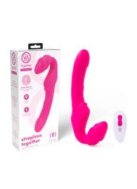 Розовый безремневой страпон на радиоуправлении Strapless Together - 22 см. - Together Toy - купить с доставкой в Сергиевом Посаде