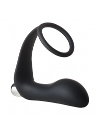 Черное эрекционное кольцо с вибропробкой Vibrating Anal Plug With Cockring - Dream Toys - в Сергиевом Посаде купить с доставкой