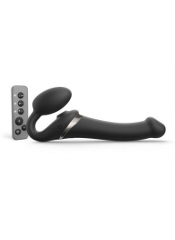 Черный безремневой страпон Multi Orgasm Size M с клиторальной стимуляцией - Strap-on-me - купить с доставкой в Сергиевом Посаде