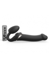 Черный безремневой страпон Multi Orgasm Size L с клиторальной стимуляцией - Strap-on-me - купить с доставкой в Сергиевом Посаде