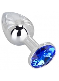 Анальное украшение BUTT PLUG  Small с синим кристаллом - 7 см. - Anal Jewelry Plug - купить с доставкой в Сергиевом Посаде