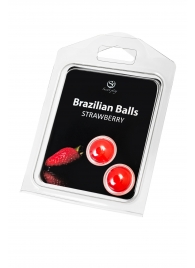 Набор из 2 шариков с массажным маслом Brazilian Balls с ароматом клубники - Secret Play - купить с доставкой в Сергиевом Посаде