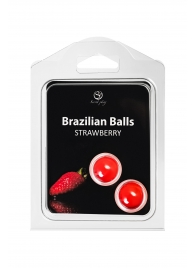 Набор из 2 шариков с массажным маслом Brazilian Balls с ароматом клубники - Secret Play - купить с доставкой в Сергиевом Посаде