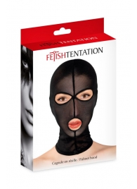 Черная сетчатая маска на голову с отверстиями для глаз и рта - Fetish Tentation - купить с доставкой в Сергиевом Посаде