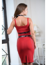 Черно-серебристая портупея-юбка plus size с цепочками - БДСМ Арсенал - купить с доставкой в Сергиевом Посаде
