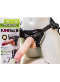 Страпон-унисекс с двумя насадками UNI strap 7  Harness - 19 и 16 см. - LOVETOY (А-Полимер) - купить с доставкой в Сергиевом Посаде