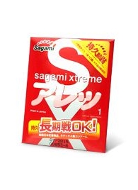 Утолщенный презерватив Sagami Xtreme FEEL LONG с точками - 1 шт. - Sagami - купить с доставкой в Сергиевом Посаде