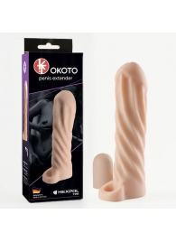 Телесная насадка-удлинитель Okoto со спиралевидным рельефом - 16 см. - Sitabella - в Сергиевом Посаде купить с доставкой