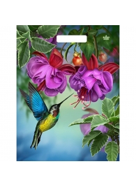 Пакет с принтом в виде колибри в цветах с вырубной ручкой (31х40 см) - Сима-Ленд - купить с доставкой в Сергиевом Посаде