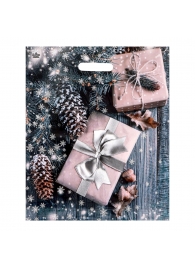 Новогодний пакет с принтом в виде подарков и вырубной ручкой (45х38 см) - Сима-Ленд - купить с доставкой в Сергиевом Посаде