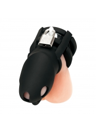 Черная клетка для пениса Silicone Small 2 in Cock Cage With Ball Divider - BlueLine - купить с доставкой в Сергиевом Посаде