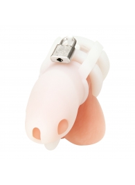 Белая клетка для пениса Silicone Small 2 in Cock Cage With Ball Divider - BlueLine - купить с доставкой в Сергиевом Посаде