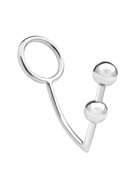 Кольцо на пенис с анальным стимулятором Two Bead Stainless Steel Anal Hook   Cock Ring - BlueLine - в Сергиевом Посаде купить с доставкой