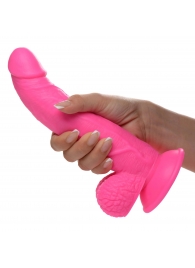 Розовый фаллоимитатор на присоске 7.5  Dildo with Balls - 21,5 см. - XR Brands