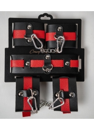 Черно-красный набор фиксаций: наручники, оковы и ошейник - Crazy Handmade - купить с доставкой в Сергиевом Посаде