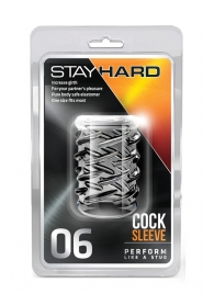 Прозрачная насадка с объёмными чёрточками STAY HARD COCK SLEEVE 06 CLEAR - Blush Novelties - в Сергиевом Посаде купить с доставкой