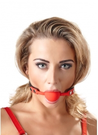 Силиконовый кляп-шар на чёрных ремешках Red Gag silicone - Orion - купить с доставкой в Сергиевом Посаде