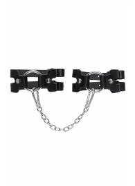 Черные кожаные оковы из двух ремешков - Pecado - купить с доставкой в Сергиевом Посаде