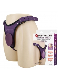 Фиолетовые трусики харнесс с платформой Caludio III - Baile - купить с доставкой в Сергиевом Посаде