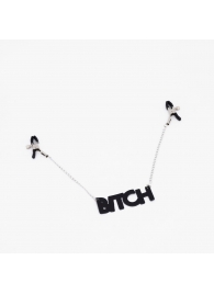 Зажимы на соски с кожаной подвеской Bitch - Crazy Handmade - купить с доставкой в Сергиевом Посаде