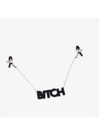 Зажимы на соски с кожаной подвеской Bitch - Crazy Handmade - купить с доставкой в Сергиевом Посаде