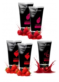Набор из 5 съедобных лубрикантов JUJU (клубника х 2, малина х 2, вишня) - JuJu - купить с доставкой в Сергиевом Посаде