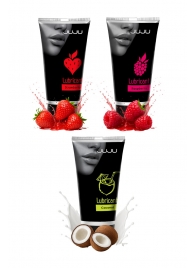 Набор из 3 съедобных лубрикантов JUJU (клубника, малина, кокос) - JuJu - купить с доставкой в Сергиевом Посаде