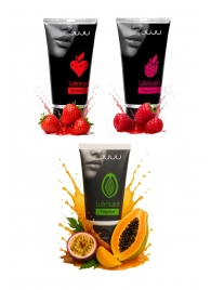 Набор из 3 съедобных лубрикантов JUJU (клубника, малина, тропические фрукты) - JuJu - купить с доставкой в Сергиевом Посаде