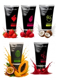 Набор из 5 съедобных лубрикантов JUJU (клубника, малина, тропические фрукты, вишня, кокос) - JuJu - купить с доставкой в Сергиевом Посаде