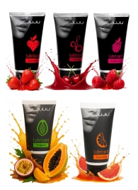 Набор из 5 съедобных лубрикантов JUJU (клубника, малина, тропические фрукты, вишня, грейпфрут) - JuJu - купить с доставкой в Сергиевом Посаде