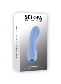 Голубой рельефный вибромассажёр на палец Good Point - Selopa