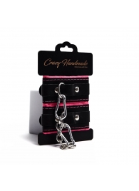 Черно-розовые скругленные наручники с мягкой подкладкой - Crazy Handmade - купить с доставкой в Сергиевом Посаде