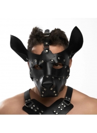 Черная кожаная маска «Собака» - Crazy Handmade - купить с доставкой в Сергиевом Посаде