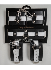 Набор фиксаторов из черной и белой натуральной кожи - Crazy Handmade - купить с доставкой в Сергиевом Посаде