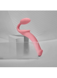 Розовый безремневой страпон Strap-on-me Semi-Realistic Bendable Strap-On size M - Strap-on-me - купить с доставкой в Сергиевом Посаде