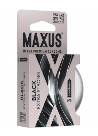 Черные утолщенные презервативы MAXUS Extra Strong с железным кейсом - 3 шт. - Maxus - купить с доставкой в Сергиевом Посаде