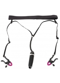 Женские вибростринги с зажимами для половых губ Spreader String with Vibrator - Orion - купить с доставкой в Сергиевом Посаде