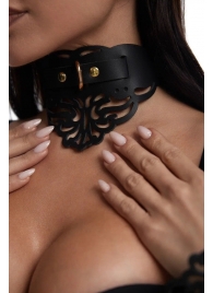 Фигурный чокер с узорами и золотистой фурнитурой - Crazy Handmade - купить с доставкой в Сергиевом Посаде