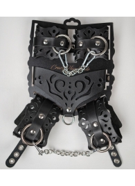 Черный ажурный кожаный набор фиксаций - Crazy Handmade - купить с доставкой в Сергиевом Посаде