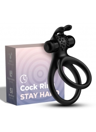 Черное эрекционное виброкольцо с подхватом мошонки Stay Hard - Boys of Toys - в Сергиевом Посаде купить с доставкой