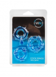 Набор из 3 синих эрекционных колец с различным рельефом - Erowoman-Eroman - в Сергиевом Посаде купить с доставкой