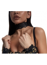 Черный ажурный чокер с золотистой фурнитурой - Crazy Handmade - купить с доставкой в Сергиевом Посаде