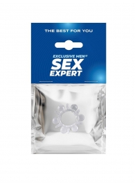 Прозрачное эрекционное кольцо с шариками и шипами - Sex Expert - в Сергиевом Посаде купить с доставкой