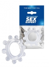 Прозрачное эрекционное кольцо со стимулирующими шариками - Sex Expert - в Сергиевом Посаде купить с доставкой