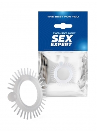 Эластичное эрекционное кольцо с шипиками и шариком - Sex Expert - в Сергиевом Посаде купить с доставкой