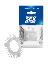 Эластичное эрекционное кольцо с 3 шариками и шипами - Sex Expert - в Сергиевом Посаде купить с доставкой