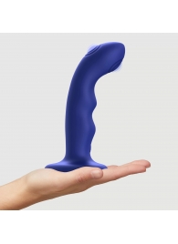 Синяя насадка-стимулятор Strap-On-Me Tapping Dildo Wave - Strap-on-me - купить с доставкой в Сергиевом Посаде