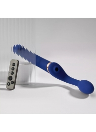 Синий безремневой страпон Multi Orgasm Bendable Strap-On size XL с клиторальной стимуляцией - Strap-on-me - купить с доставкой в Сергиевом Посаде