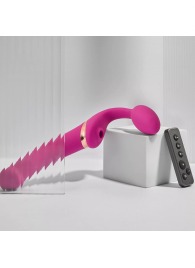 Ярко-розовый безремневой страпон Multi Orgasm Bendable Strap-On size L с клиторальной стимуляцией - Strap-on-me - купить с доставкой в Сергиевом Посаде